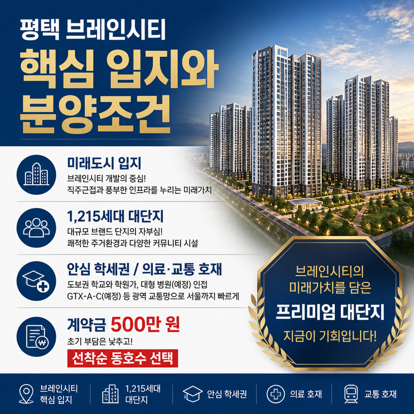 평택 브레인시티 핵심 입지와 분양조건 요약