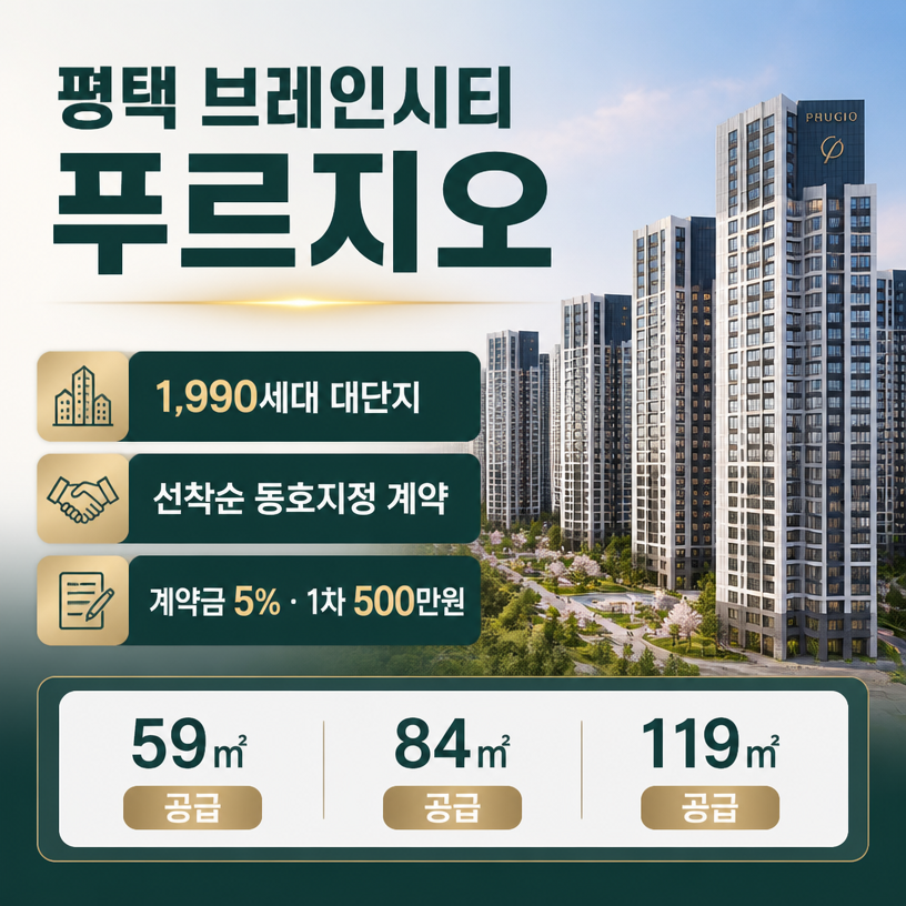 평택 브레인시티 푸르지오 핵심분양정보 요약
