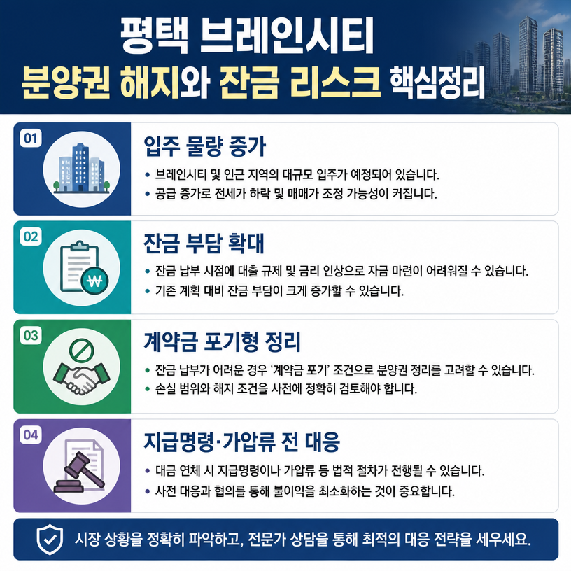 평택 브레인시티 분양권 해지와 잔금 리스크 핵심정리