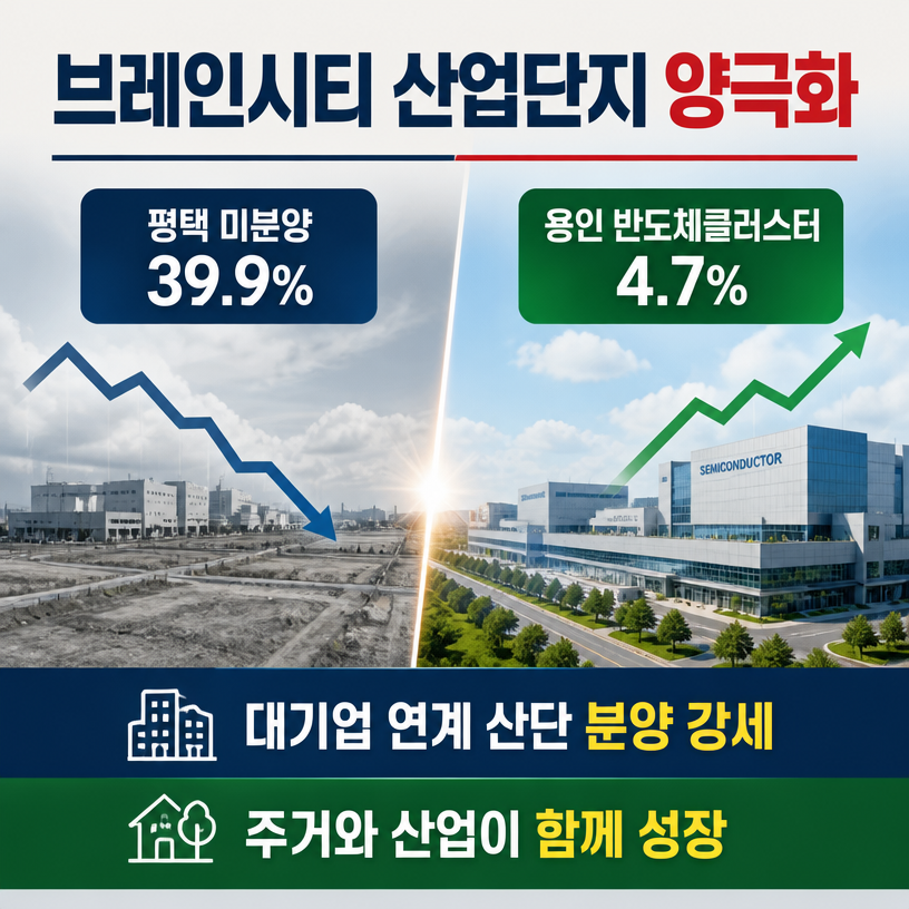 브레인시티 인근 입주 단지와 산업단지 양극화 정리