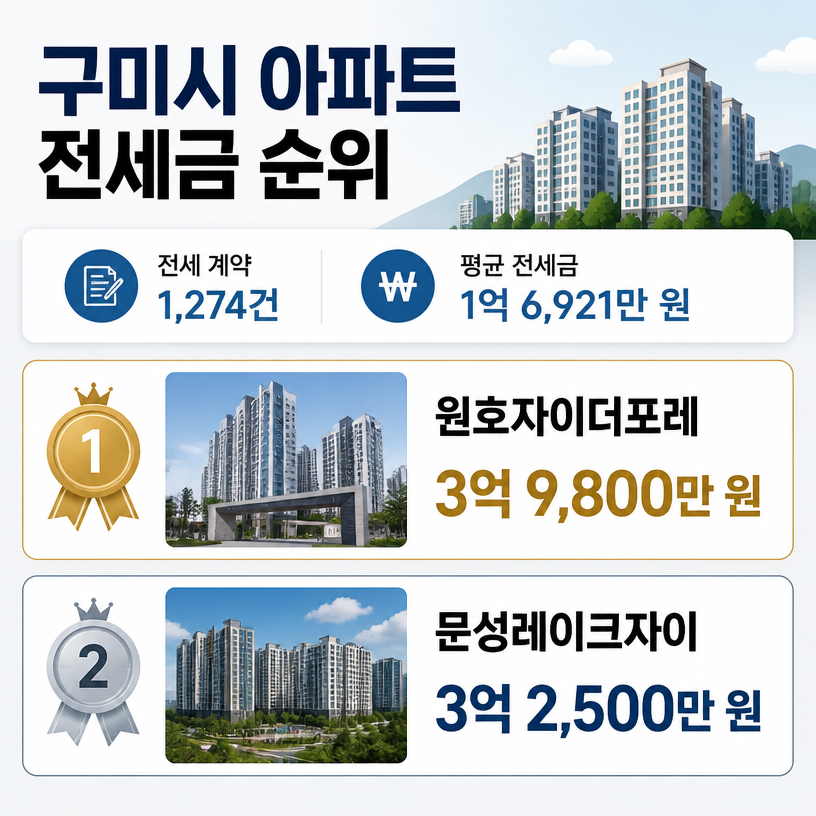 구미시 아파트 전세금 순위 핵심정리