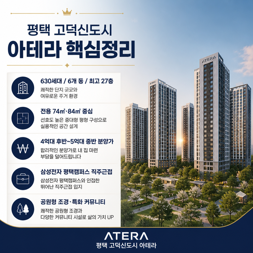 평택 고덕신도시 아테라 분양 핵심정리