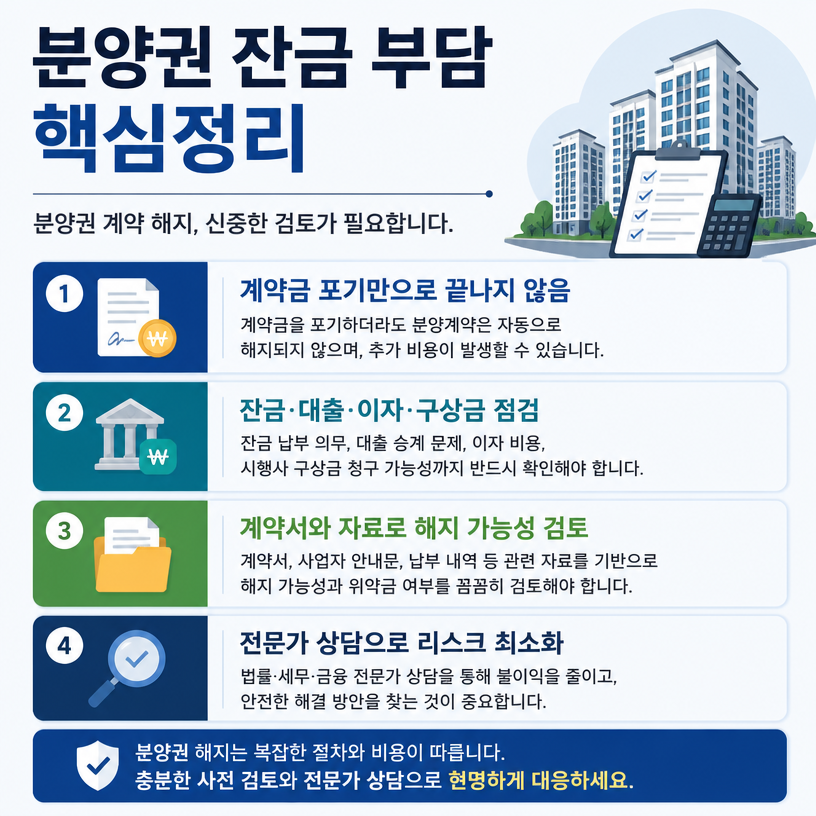 분양권 잔금 부담과 계약해지 핵심정리
