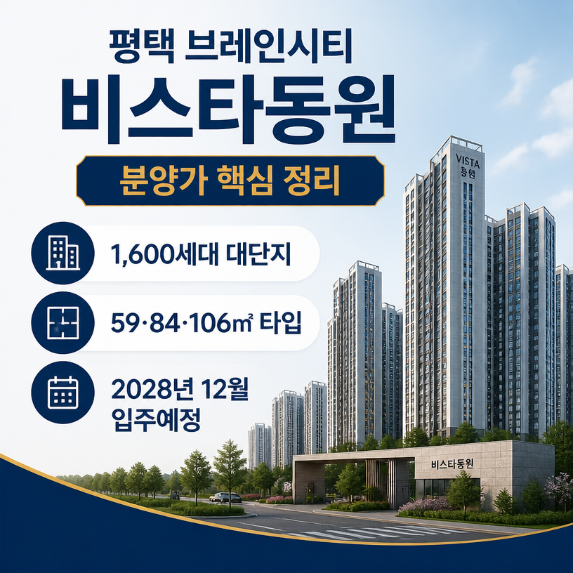 평택 브레인시티 비스타동원 분양가 핵심정리
