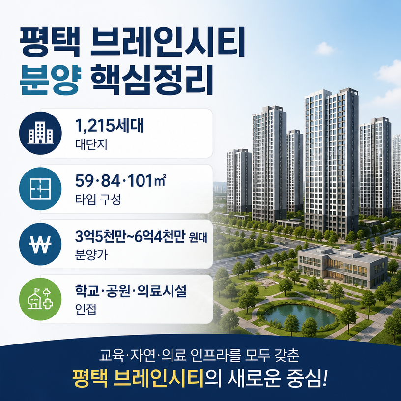 평택 브레인시티 분양가와 입지 핵심정리