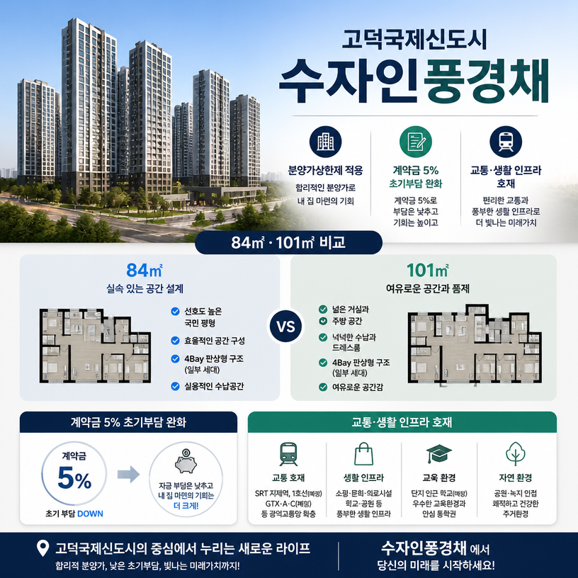 고덕국제신도시 수자인풍경채 분양가 핵심 비교 안내