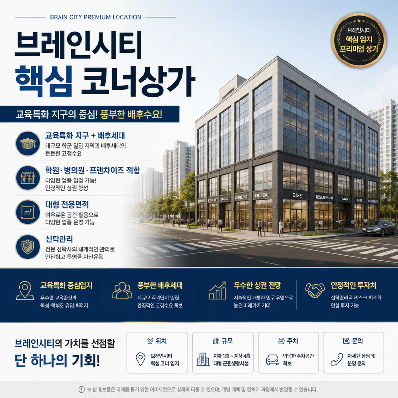 브레인시티 핵심 코너상가 분양안내