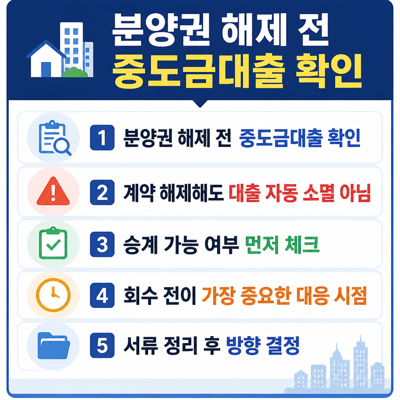 분양권 해제 전 중도금대출 정리 핵심