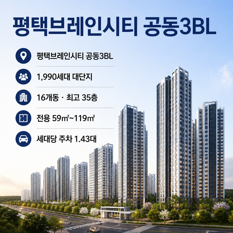 평택브레인시티 공동3BL 핵심분양정보 한눈에