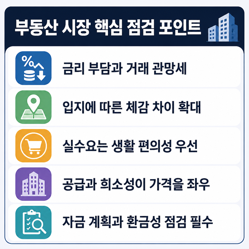 부동산 시장 갈림길과 핵심 점검 포인트