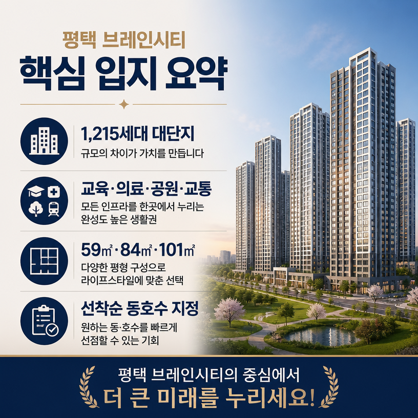 평택 브레인시티 핵심 입지와 분양조건 요약