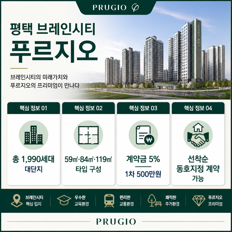 평택 브레인시티 푸르지오 핵심분양조건 한눈에