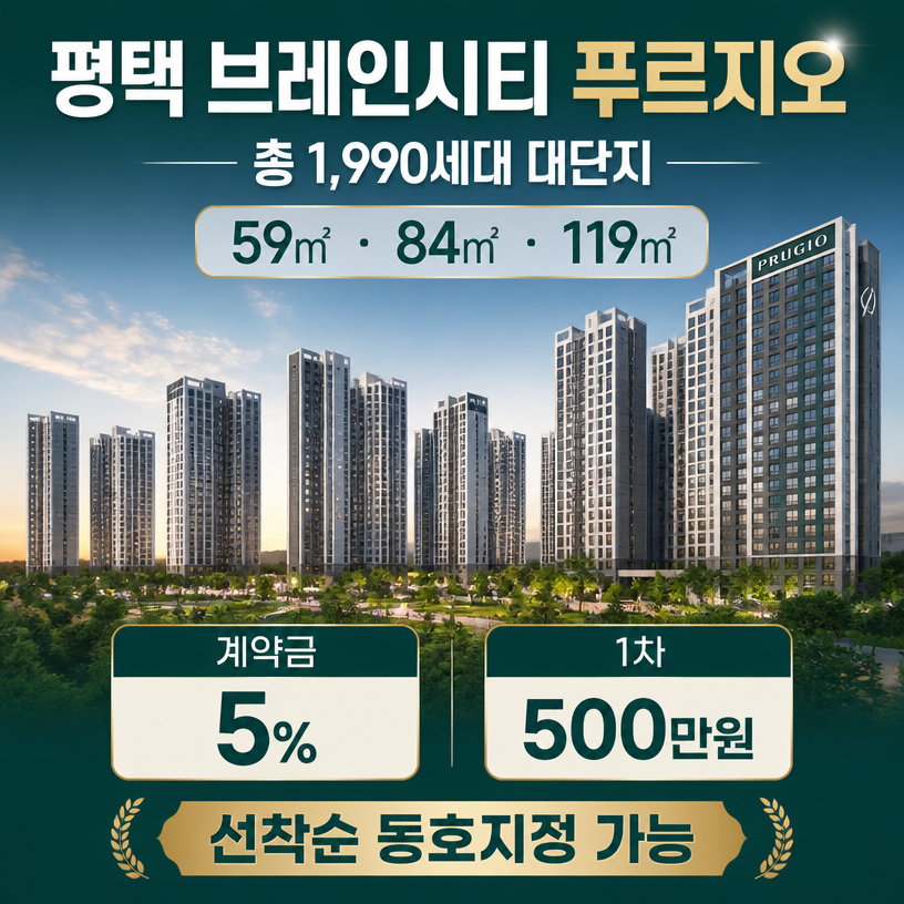 평택 브레인시티 푸르지오 핵심분양정보 한눈에