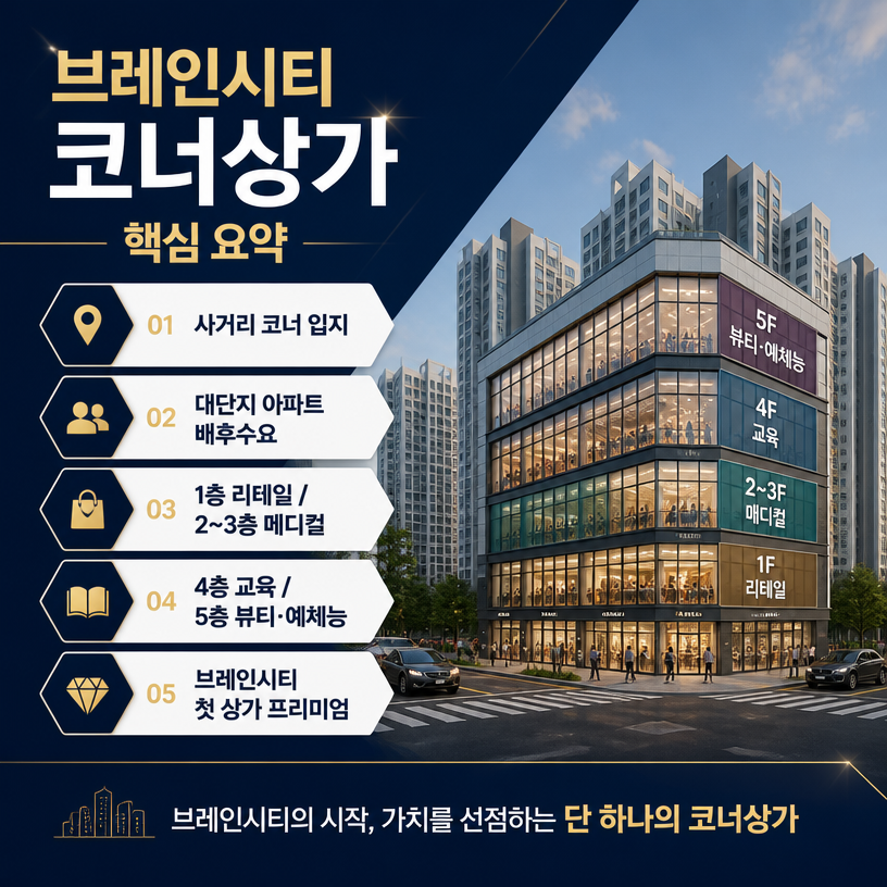 브레인시티 코너상가 핵심 수요와 업종구성