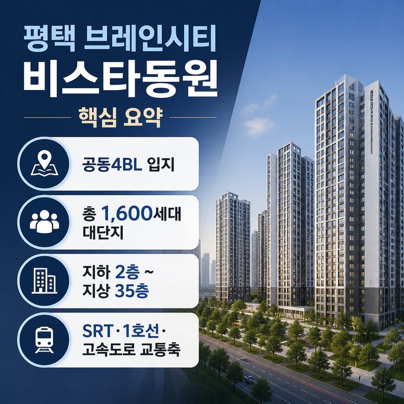 평택 브레인시티 비스타동원 핵심분양정보 한눈에
