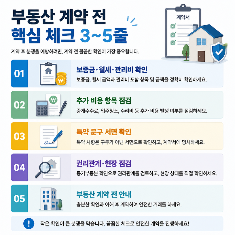 계약 전 비용과 조건을 한눈에 확인