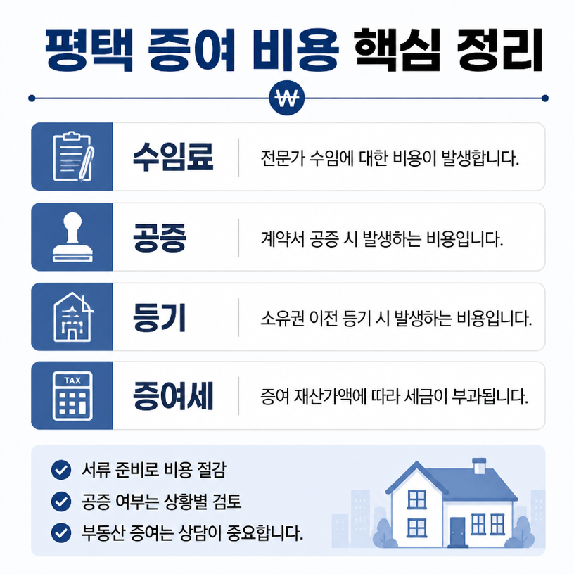 평택 증여비용 핵심항목 한눈에 정리
