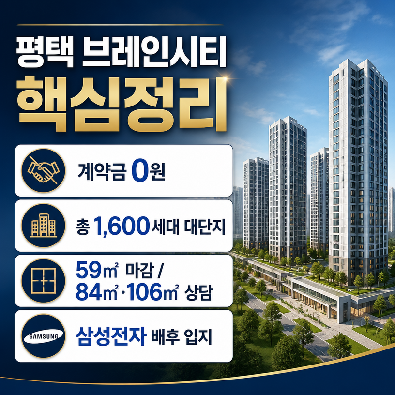 평택 브레인시티 대단지 핵심조건 정리